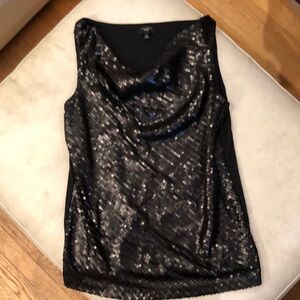 Talbots NWOT sleeveless black sequin dressy cowl neck top